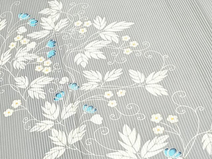 平和屋着物＊夏物　訪問着　縦絽　草花文　金彩　正絹　逸品　CABI1559th
