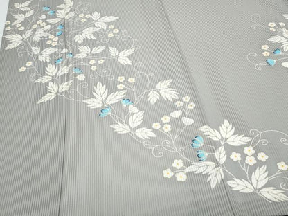 平和屋着物＊夏物　訪問着　縦絽　草花文　金彩　正絹　逸品　CABI1559th