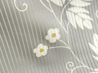 平和屋着物＊夏物　訪問着　縦絽　草花文　金彩　正絹　逸品　CABI1559th