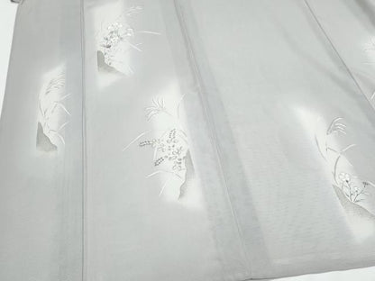 平和屋着物＊夏物　訪問着　絽　刺繍　草花文　銀彩　正絹　逸品　CABI1560th