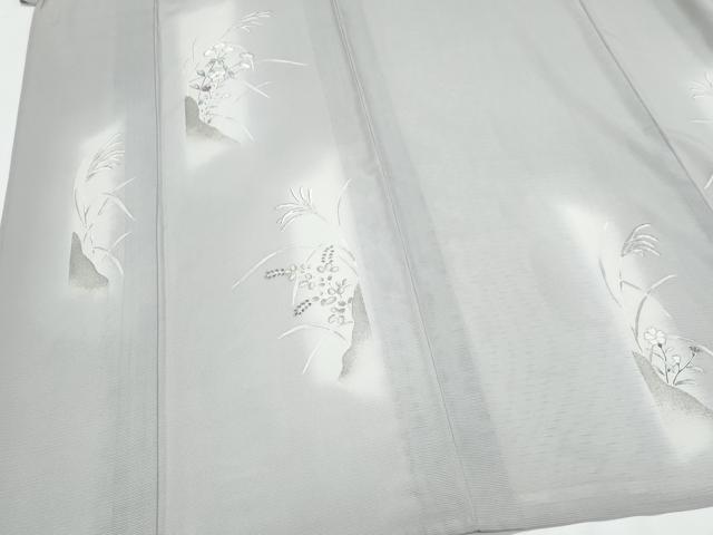 平和屋着物＊夏物　訪問着　絽　刺繍　草花文　銀彩　正絹　逸品　CABI1560th