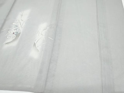 平和屋着物＊夏物　訪問着　絽　刺繍　草花文　銀彩　正絹　逸品　CABI1560th