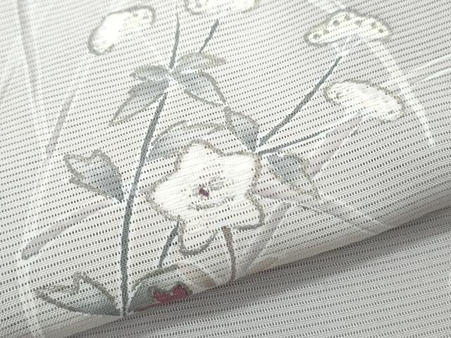 平和屋着物＊夏物　訪問着　絽　刺繍　草花文　銀彩　正絹　逸品　CABI1560th