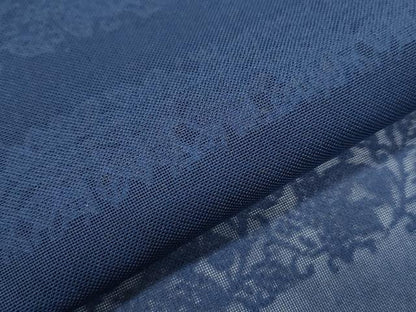 平和屋着物＊夏物　色無地　横段花紋紗　留紺色　正絹　逸品　CABI1561th