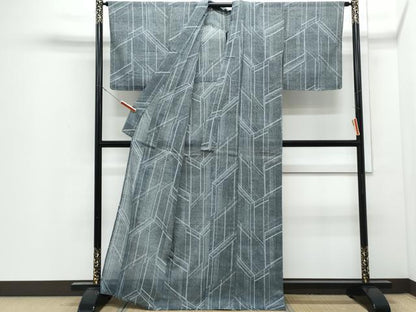 平和屋着物＊夏物　紬　抽象文様　正絹　逸品　CABI1562th