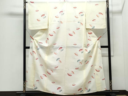平和屋着物＊夏物　小紋　絽　扇面花文　正絹　逸品　CABI1575th