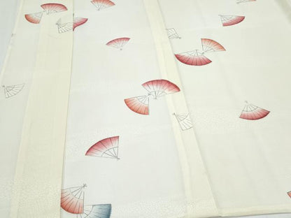 平和屋着物＊夏物　小紋　絽　扇面花文　正絹　逸品　CABI1575th