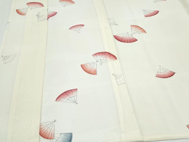 平和屋着物＊夏物　小紋　絽　扇面花文　正絹　逸品　CABI1575th