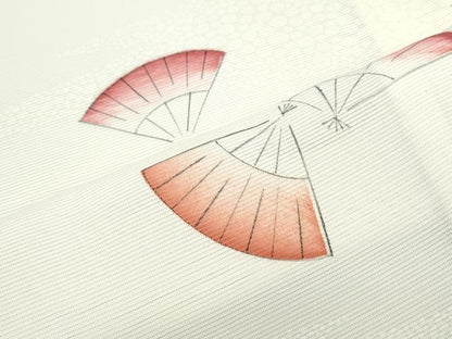 平和屋着物＊夏物　小紋　絽　扇面花文　正絹　逸品　CABI1575th