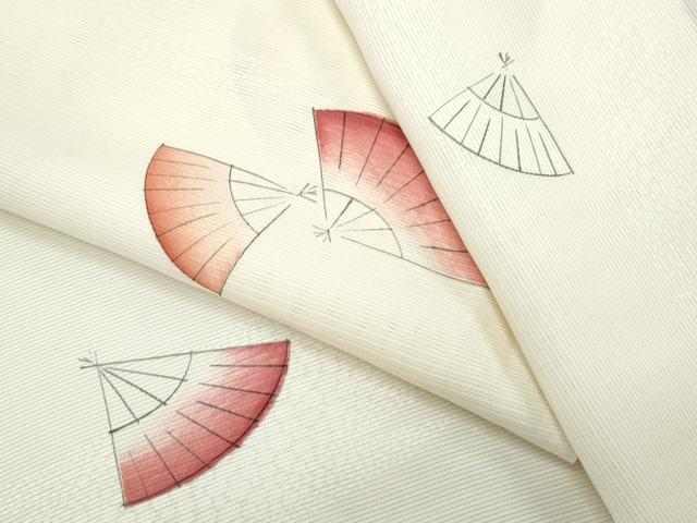 平和屋着物＊夏物　小紋　絽　扇面花文　正絹　逸品　CABI1575th