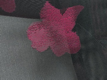 平和屋着物＊夏物　小紋　紗　草花文　黒地　正絹　逸品　CABI1577th
