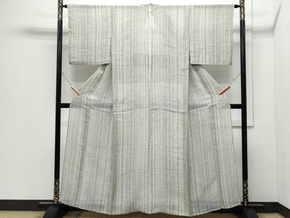 平和屋着物＊夏物　小紋　紗紬　縞　正絹　逸品　CABI1583th