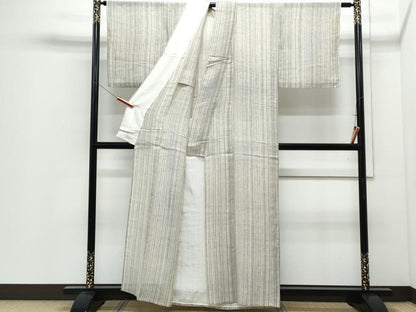 平和屋着物＊夏物　小紋　紗紬　縞　正絹　逸品　CABI1583th