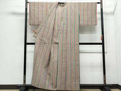 平和屋着物∴夏物　阿波しじら織　浴衣　縞　綿　逸品　CABI1585th