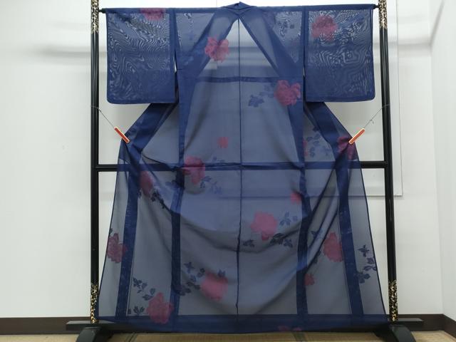 平和屋着物＊夏物　小紋　紗　草花文　正絹　逸品　CABI1587th
