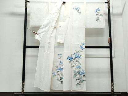 平和屋着物＊夏物　訪問着　絽　手描き　紫陽花　正絹　逸品　CABI1589th