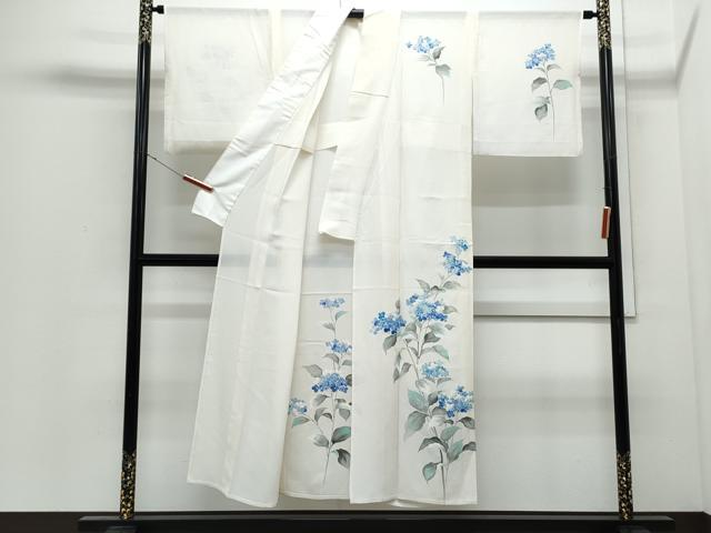 平和屋着物＊夏物　訪問着　絽　手描き　紫陽花　正絹　逸品　CABI1589th