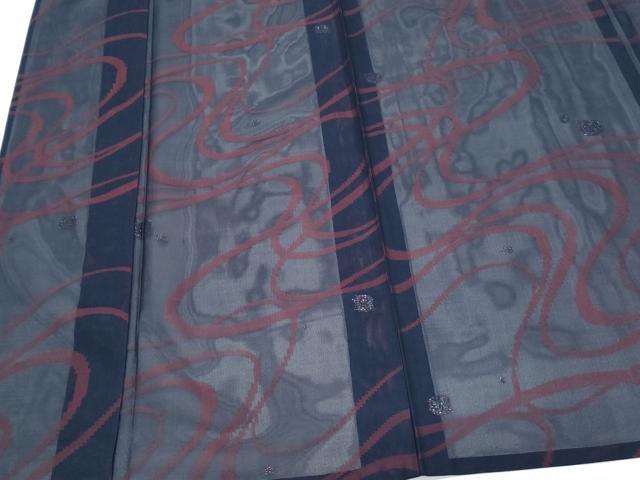 平和屋着物＊夏物　小紋　紗　流水文　銀糸　正絹　逸品　CABI1591th
