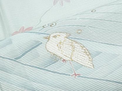 平和屋着物＊夏物　訪問着　絽　立波休み鳥舟文　金彩　正絹　逸品　CABI1593th