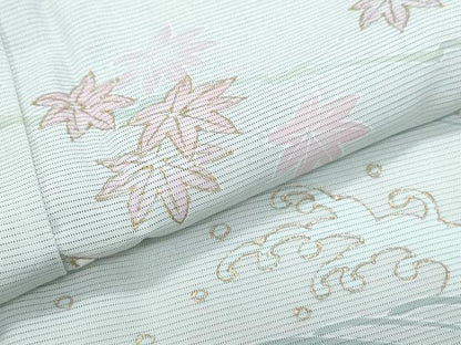 平和屋着物＊夏物　訪問着　絽　立波休み鳥舟文　金彩　正絹　逸品　CABI1593th