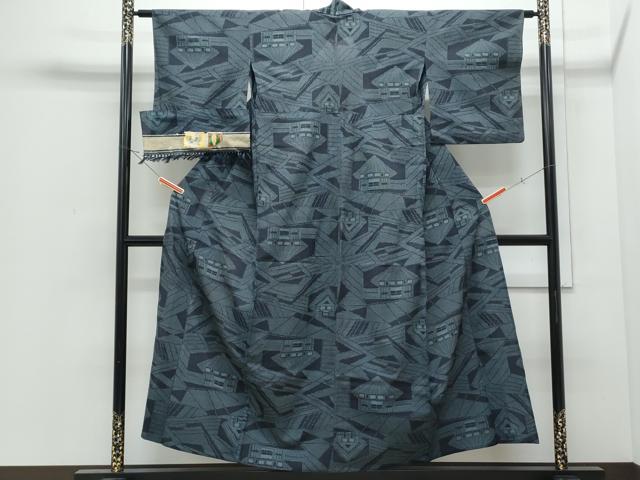 平和屋着物＊夏物　十勝町小絣　風景文　証紙付き　正絹　逸品　CABI1595th