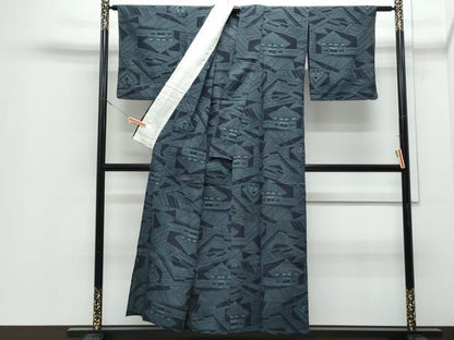 平和屋着物＊夏物　十勝町小絣　風景文　証紙付き　正絹　逸品　CABI1595th