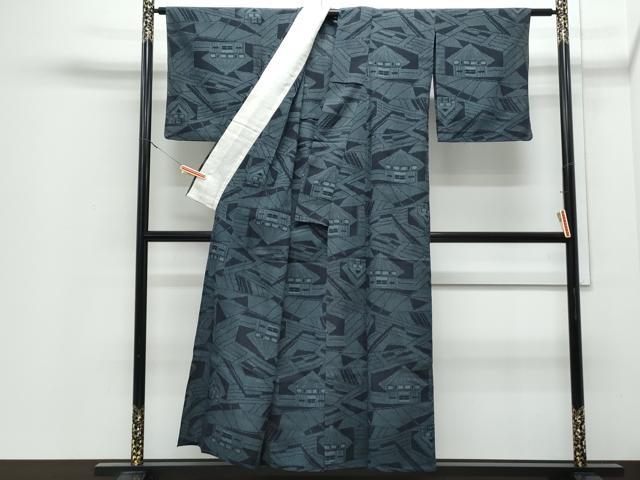 平和屋着物＊夏物　十勝町小絣　風景文　証紙付き　正絹　逸品　CABI1595th