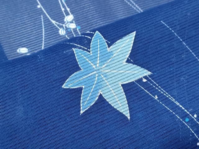 平和屋着物＊夏物　小紋　絽　楓草葉文　洗える着物　CABI1598th