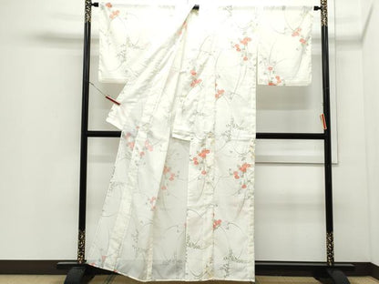 平和屋着物＊夏物　小紋　絽　草花文　洗える着物　CABI1599th