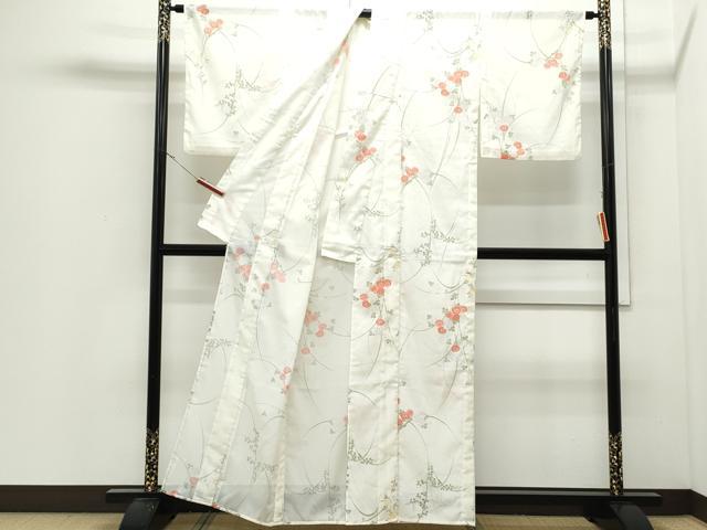 平和屋着物＊夏物　小紋　絽　草花文　洗える着物　CABI1599th