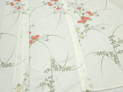 平和屋着物＊夏物　小紋　絽　草花文　洗える着物　CABI1599th