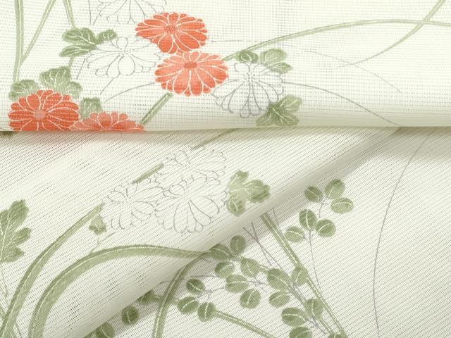 平和屋着物＊夏物　小紋　絽　草花文　洗える着物　CABI1599th
