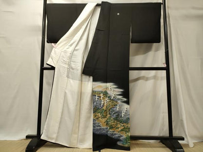 平和屋着物■豪華黒留袖　作家物　飛鶴草木文　暈し染め　金銀彩　正絹　逸品　CABI1601oy