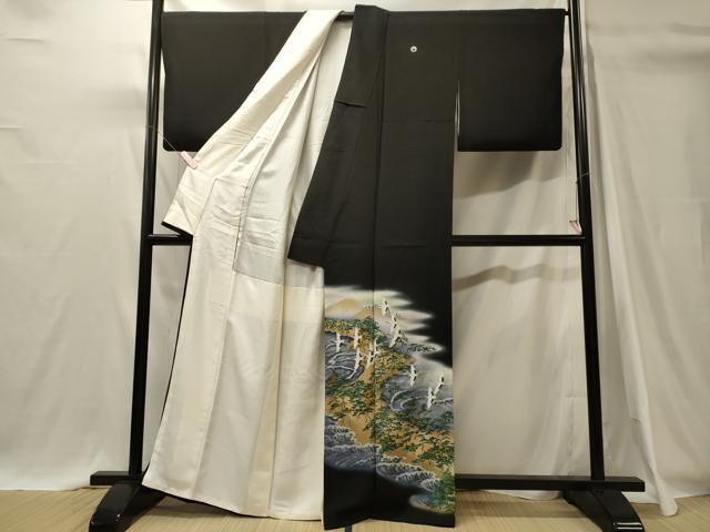 平和屋着物■豪華黒留袖　作家物　飛鶴草木文　暈し染め　金銀彩　正絹　逸品　CABI1601oy