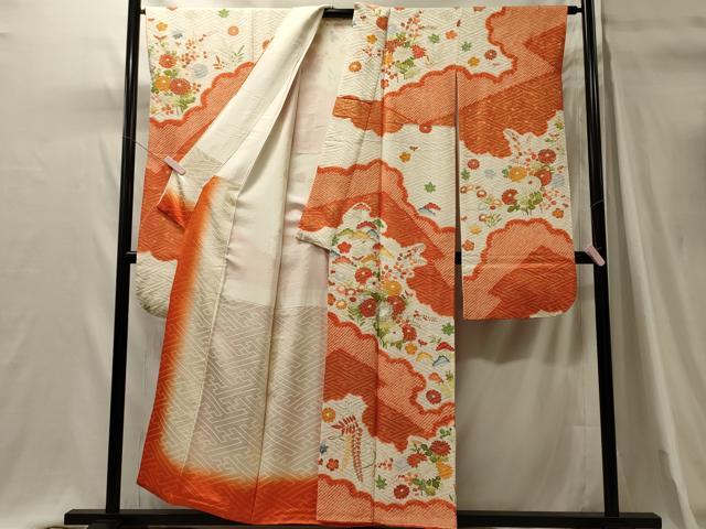 平和屋着物■中国三大刺繍　相良刺繍　駒刺繍　豪華振袖　絞り　雲取り草花文　金彩　正絹　逸品　CABI1603oy