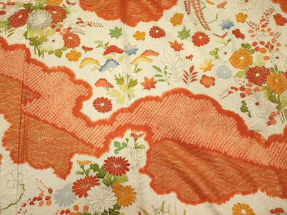 平和屋着物■中国三大刺繍　相良刺繍　駒刺繍　豪華振袖　絞り　雲取り草花文　金彩　正絹　逸品　CABI1603oy