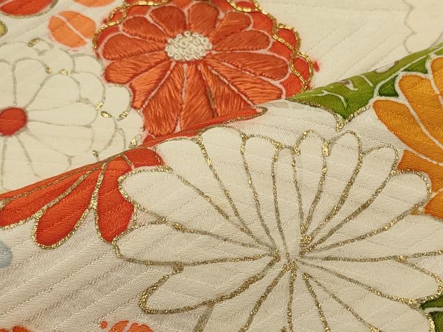 平和屋着物■中国三大刺繍　相良刺繍　駒刺繍　豪華振袖　絞り　雲取り草花文　金彩　正絹　逸品　CABI1603oy