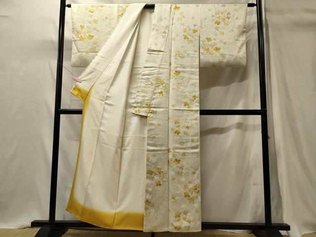 平和屋着物■上質な小紋　舞花文　暈し染め　銀彩　やまと誂製　正絹　逸品　CABI1608oy