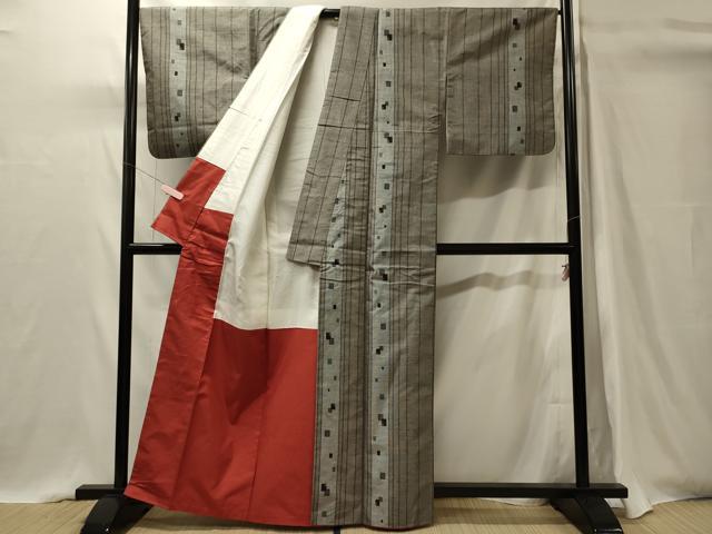 平和屋着物■上質な紬　色紙間道　正絹　逸品　CABI1609oy