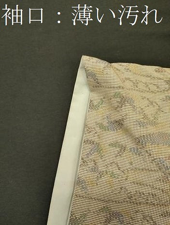 平和屋着物■本場大島紬　7マルキ　扇面草葉文　正絹　逸品　CABI1610oy