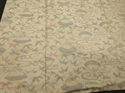 平和屋着物■本場大島紬　7マルキ　扇面草葉文　正絹　逸品　CABI1610oy