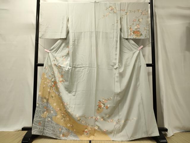 平和屋着物■訪問着　駒刺繍　流水花籠文　金彩　正絹　逸品　CABI1617oy