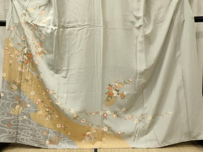 平和屋着物■訪問着　駒刺繍　流水花籠文　金彩　正絹　逸品　CABI1617oy