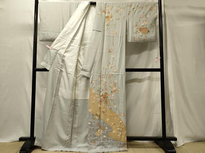 平和屋着物■訪問着　駒刺繍　流水花籠文　金彩　正絹　逸品　CABI1617oy