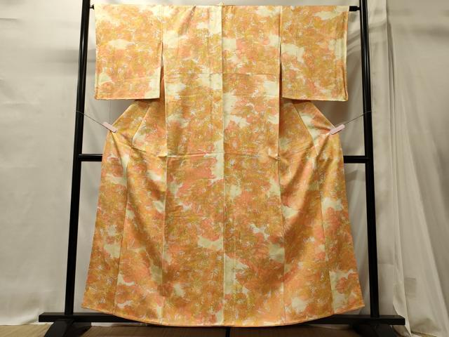 平和屋着物■上質な小紋　草葉文　暈し染め　正絹　逸品　未使用　CABI1623oy