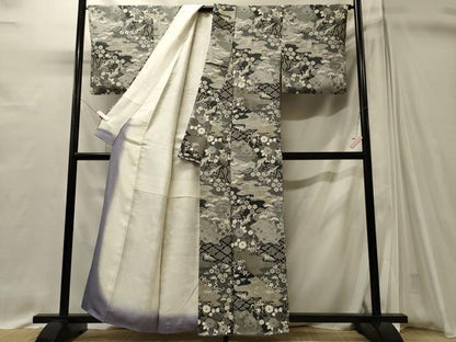 平和屋着物■上質な小紋　吉祥飛鶴花唐草文　金彩　正絹　逸品　CABI1625oy