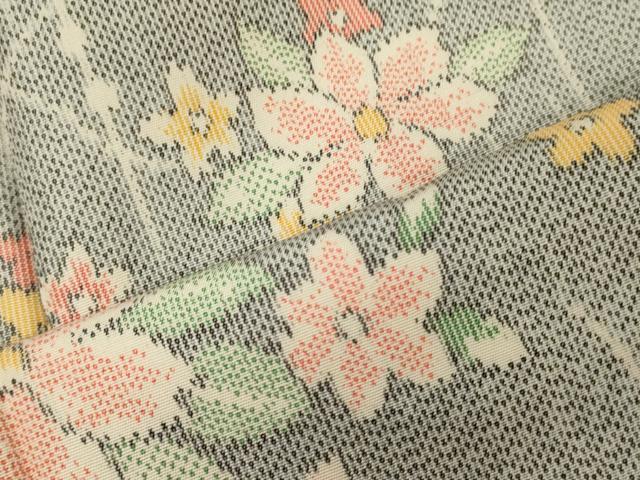 平和屋着物■上質な紬　草花文　正絹　逸品　未使用　CABI1635oy
