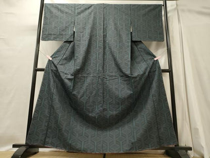 平和屋着物■上質な紬　幾何学文　正絹　逸品　未使用　CABI1636oy