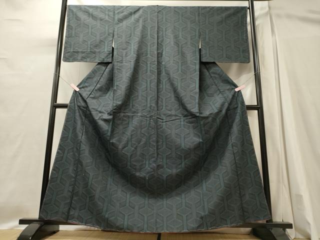 平和屋着物■上質な紬　幾何学文　正絹　逸品　未使用　CABI1636oy