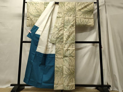 平和屋着物■上質な紬　草葉文　正絹　逸品　CABI1638oy